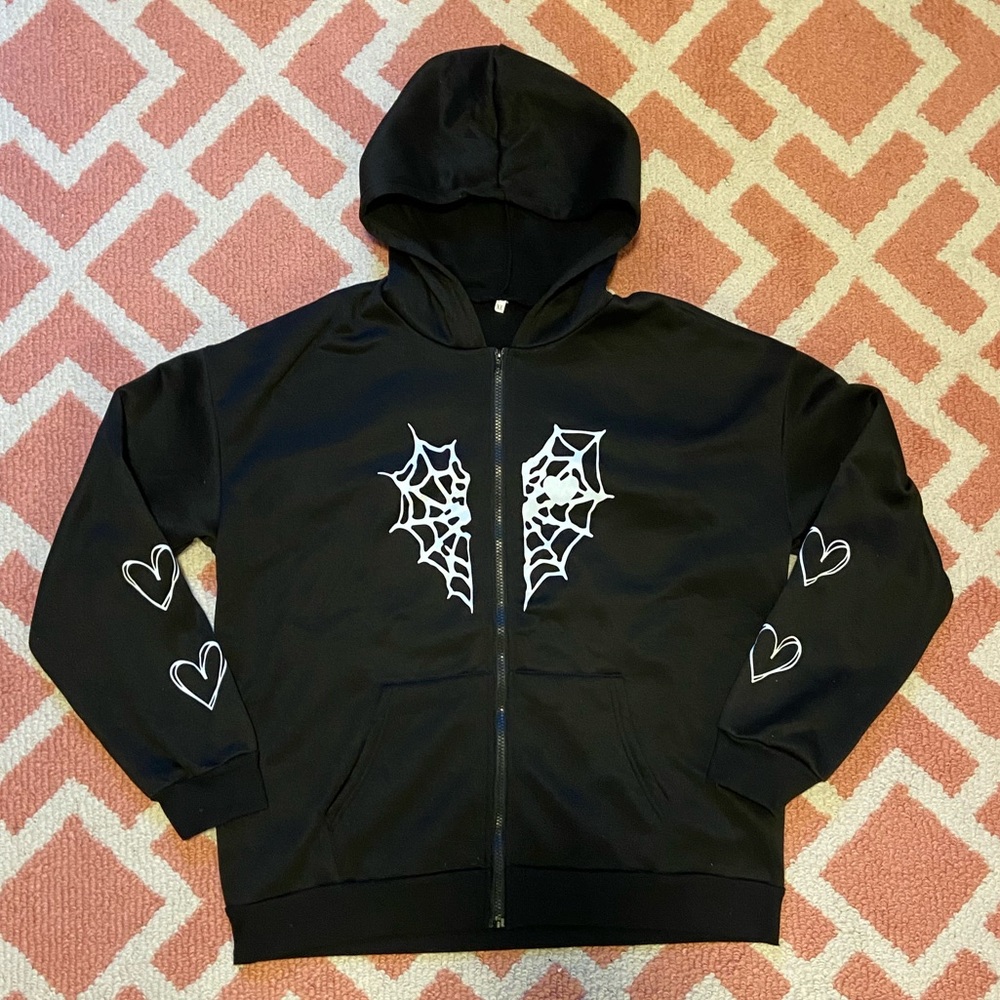 Shein spiderweb heart jacket